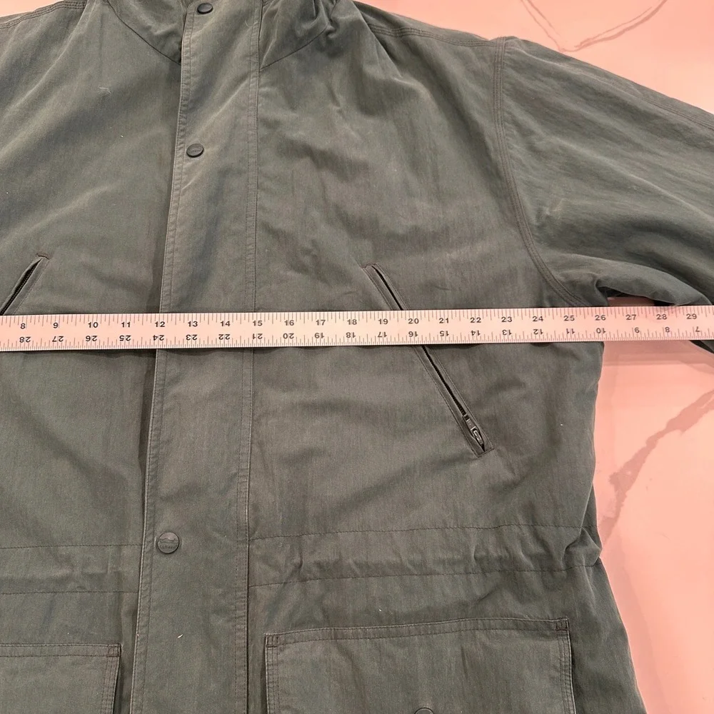 Vintage LL Bean Parka Mens L Green Wool Plaid Lined Hooded Chore Coat Jacket 90s